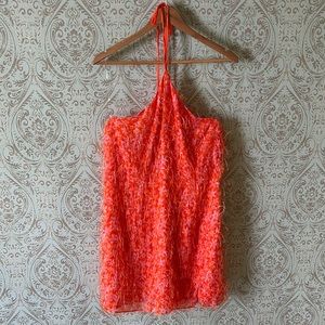 Orange & Pink Frilled Floral Halter Top Dress Size XXL